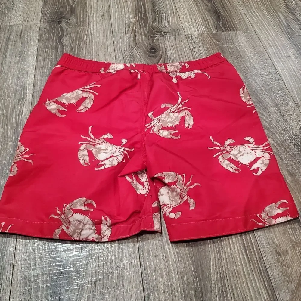 Boys Swim Shorts Size 14-16 Red Lobster Print Swim Trunks